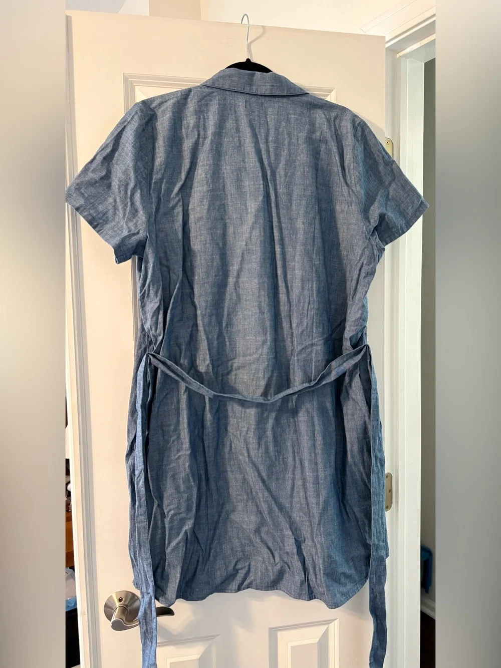 NWT J. Crew Blue Chambray Button-Down Shirt Dress with Tie Waist - Size 18